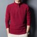 "Men's Thermal Mock Neck T-Shirt – Dual-Side Brushed Fleece With Hidden Zipper (Black/Grey/Red/Navy)"_viptrois.com