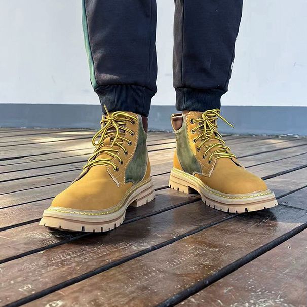 Martin Boots Trendy Big Yellow Boots Men's Retro Tooling Boots Wear-resistant And Wear-resistant Tooling Boots_viptrois.com