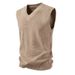 Men's Slim Fit V-Neck Sweater Vest, Solid Color Knit Sleeveless Pullover For Casual Layering Vests & Waistcoats_viptrois.com