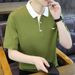 Short Polo Shirt For Men, Summer Collar, Half Sleeved T-shirt, Men's Trendy Brand Top, Youth High-end T-shirt_viptrois.com