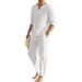 Men's Clothing Casual Solid Color Pocket Elastic Cotton And Linen Suit_viptrois.com