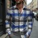Versatile Wear Grid Stripe Mens Shirt Spring Single Breasted Lapel Design New Daily Fashion Casual Loose Comfortable Business_viptrois.com