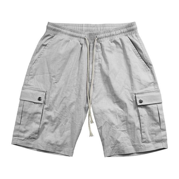 Men's Slim Fit Workwear Shorts Drawstring Casual Summer Bottoms Mid Waist Cotton Polyester Black Khaki Gray_viptrois.com