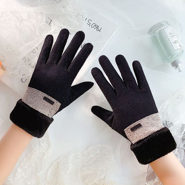 Women's Gloves Autumn And Winter Cashmere Gloves For Women With Rabbit Fur And Velvet, Finger Separated, Touch Screen, Cycling Windproof And Warm_viptrois.com