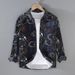 Fresh Spring And Autumn New Men's Long Sleeve Shirt Street Loose Casual Elastic Printed Shirt Coat_viptrois.com