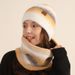 Women's Scarves winter outdoor warm tie dyed knitted scarf hat two piece suit men's gradient color plus velvet two piece suit_viptrois.com