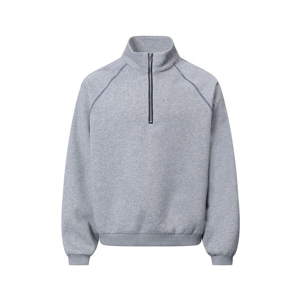 Half-Zip Stand Collar Sweatshirt For Men, Loose Casual Design With Inset Sleeves, Long Sleeve, Versatile Top, Vibe_viptrois.com