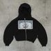 Oversized Zip-Up Hoodie For Teens - Unisex Pullover With Playful Print, Y2K Streetwear Style_viptrois.com