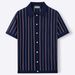 Men's Clothing Summer New Short Sleeved Striped Sweater Fashion Cardigan Knitted Polo Shirt_viptrois.com
