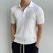 Men's Clothing Knitted Short Sleeved Summer Trendy High End Casual Tops Fashionable Simple Lapel Sweater_viptrois.com