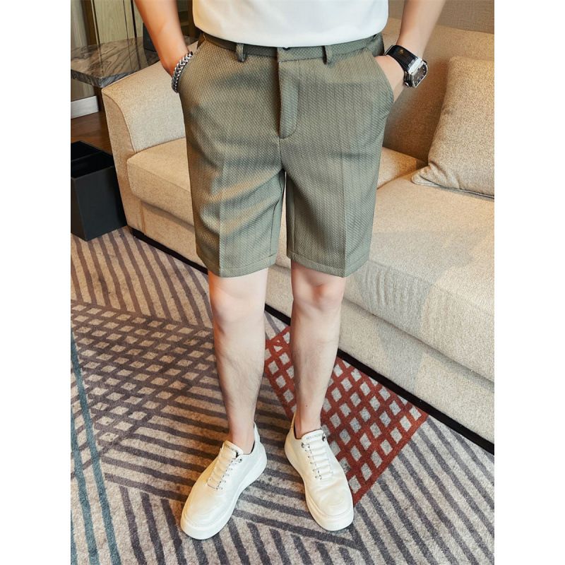 Men’s Waffle-Knit 5-Inch Chino Shorts – Slim Fit Breathable Office-to-Weekend Short Pants (Stretch Comfort, Lightweight Versatility)_viptrois.com