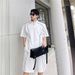 Men's Clothing Casual Sports Suit Loose Half Zip T Shirt Niche Shorts Two Piece Suit_viptrois.com