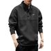 Men's Stand Collar Heavyweight Polo Sweatshirt - Oversized Fit Autumn Streetwear Style_viptrois.com