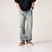 Men's Light Color Ripped Jeans Loose Straight Leg Mid Waist Cotton Wide Leg Pants Retro American High Street Trendy Brand_viptrois.com