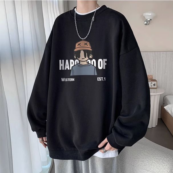 Printed Sweatshirt For Men, Spring And Autumn New Casual Versatile Loose Long Sleeve American Style Trendy Pullover Crew_viptrois.com