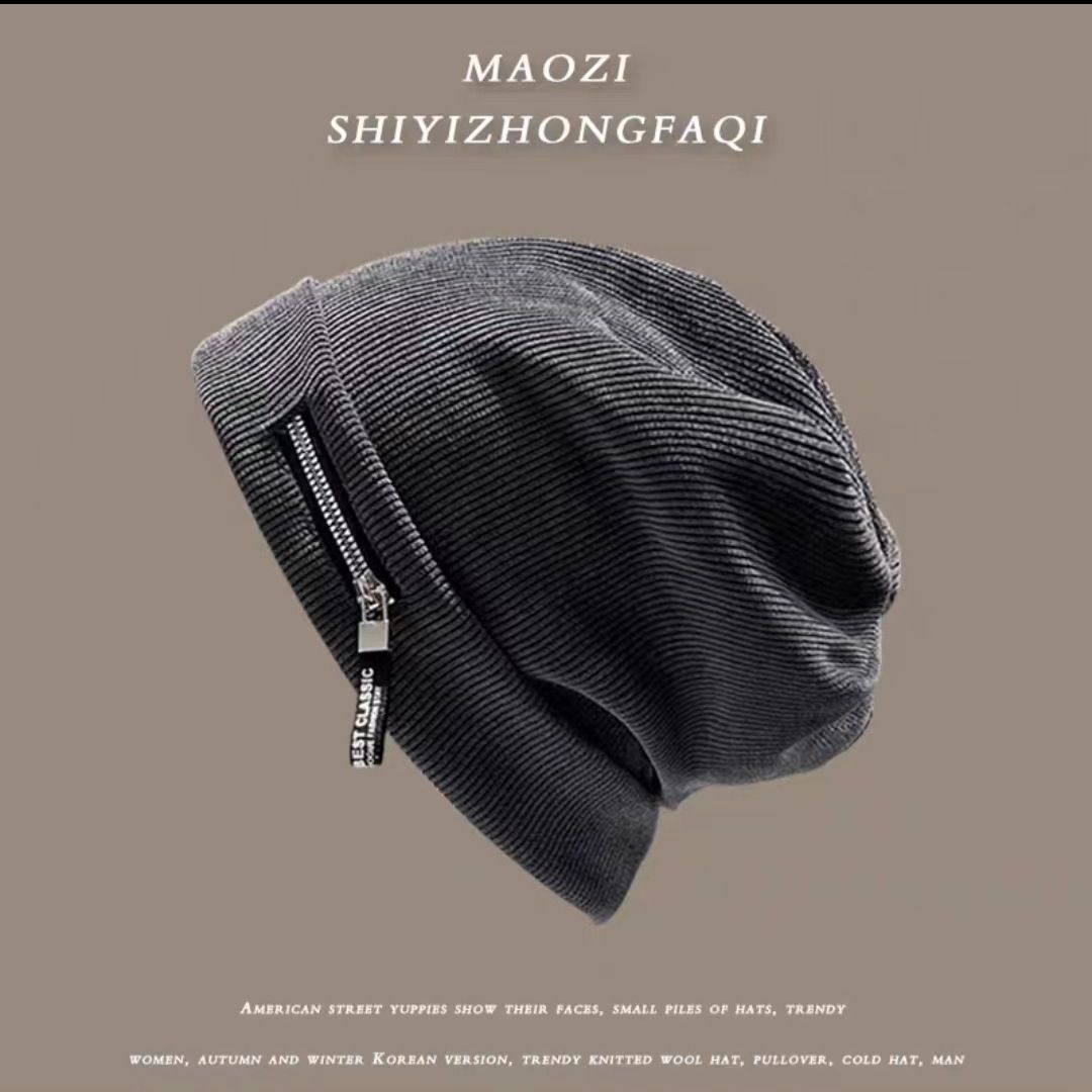Street elegant face small pile hat female tide autumn and winter knitted wool hat headgear hat_viptrois.com