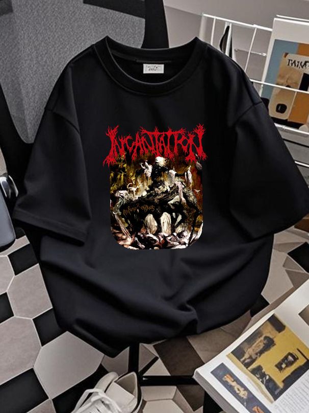 Incantation T Shirt LARGE Death Metal Disma Mortician Profanatica Immolation Streetwear Summer Casual Fashion Graphic Homme Versatile Soft_viptrois.com