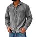 Men's Vintage Washed Cotton Shirt – Distressed Collar & Chest Pocket, Breathable Long Sleeve (S-XXXXL, Classic Solid Colors)_viptrois.com