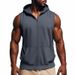 Men's Sports Fitness Training Zipper Hooded Cardigan Sleeveless Loose Breathable Vest_viptrois.com