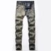 "Men's Light Wash Stretch Jeans – Straight Leg Vintage Style In Blue & Nostalgic White (Sizes 28-42)"_viptrois.com
