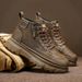 Autumn Solid Color New Fashion Simple Stitching Lightweight Comfortable Casual Lace-up Thick-soled Men's Martin Boots_viptrois.com