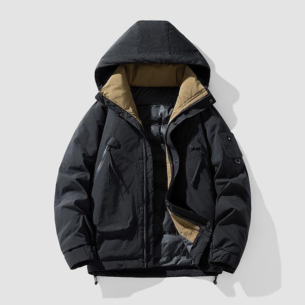 Men's Clothing Winter Workwear Down Jacket Short Style Casual Fashion Hooded Parka With 700FP White Duck Down, Waterproof Windproof Thickened Coat_viptrois.com