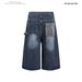 Men's Patchwork Denim Shorts High Street Style Loose Casual Washed Distressed Wide Leg Capri Pants Summer Fashion_viptrois.com