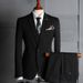 Elegant Men's 3-Piece Slim Fit Suit Set - Wedding Banquet Business Blazer Vest & Pants (Black/Navy, S-4XL)_viptrois.com