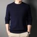 New Autumn Solid Color Youth Slim Fit Round Neck Versatile Business Knitwear Men's Base Shirt Sweater_viptrois.com