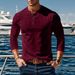 Men's Outdoor Versatile Casual Corduroy Shirt Top Solid Color Round Neck Long Sleeve_viptrois.com