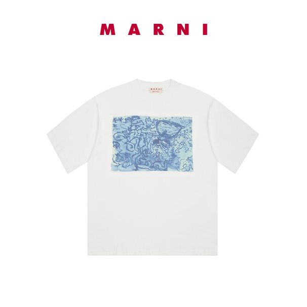 MARNI Luxury Fashion Brand Couple Short sleeved T-shirt Summer Casual Print Versatile Half Sleeves Unisex_viptrois.com