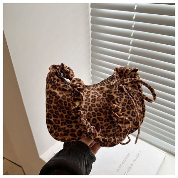 Women's Bags Large Capacity Commuting Simple Leopard Print Casual Pleated Personality Fashion One Shoulder Underarm Tote Bag_viptrois.com