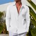 Men's Casual Long Sleeve Shirt Cotton Striped Jacquard Beach Autumn Shirt_viptrois.com