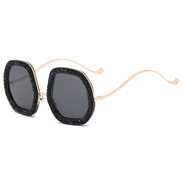 Men's Sunglasses Fashion Trend High Quality Diamond Studded Sunglasses Polygonal Anti Ultraviolet Glasses_viptrois.com