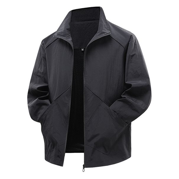 Men's Windproof Waterproof Lightweight Jacket For Outdoor & Casual Wear, Breathable Stand Collar Loose Fit Coat In Multiple Colors_viptrois.com