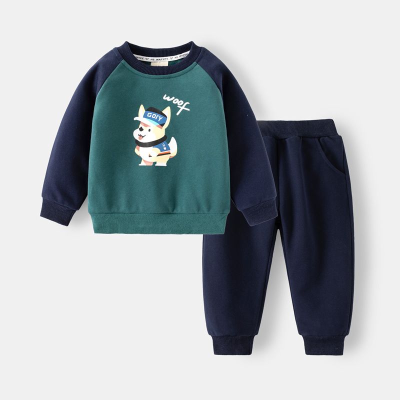 WAPYPY Children's Clothing 2025 New Version Suit Boy Sweatshirt Sweatpants Two Piece Suit Baby Cartoon Pullover Wholesale_viptrois.com