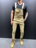 Men's Tie-Dye Denim Bib Trousers Slim Fit Pants Solid Colour Jeans_viptrois.com