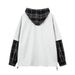Two-Piece Hooded Cardigan Sweatshirt For Men, Spring Loose Trendy College Style, Color-Block Plaid Patchwork Long_viptrois.com