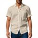 Men's Clothing Linen Loose Casual Lapel Casual Short Sleeved Shirt_viptrois.com