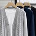 Men's Slim Fit Knit Cardigan Sweater - Casual Long Sleeve Open Front Coat For Autumn & Winter_viptrois.com
