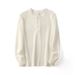 Auumn Winer Henry Collar 260g Double-Sided Waffle Washed Coon Long Sleeve Pullover Base Shir Trendy Men's_viptrois.com