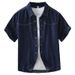 Retro Denim Short Sleeved Shirt, Fashionable And Versatile, Artistic And Casual Loose Top, Men's Clothing_viptrois.com