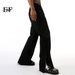 Men's Clothing High Street Raw Edge Side Zipper Design Slightly Flared Wide Leg Jeans_viptrois.com