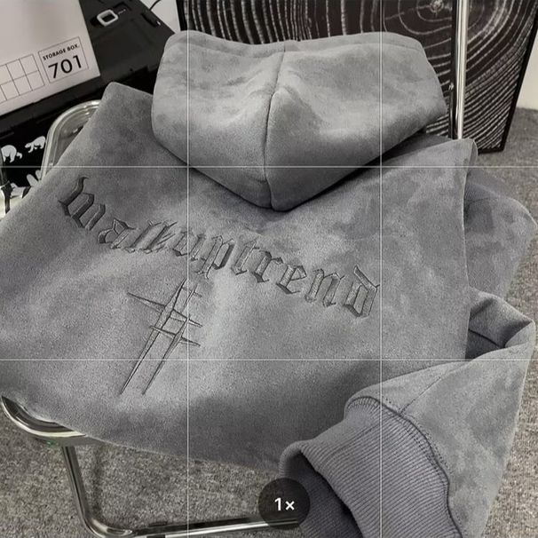 Suede Hoodie Men's Autumn And Winter Trendy Brand Embroidered Loose Hooded Jacket Sweater_viptrois.com
