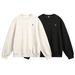 Men's Vintage Jacquard Textured Oversized Round Neck Sweatshirt – Heavyweight Embroidery Pullover With Contrast Stitching_viptrois.com