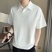 Men's Clothing Short Sleeved T Shirt Men's Polo Shirt High End Summer Trend Retro Loose Style With Collar And Short Sleeves_viptrois.com