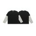 American High Street Style Unisex Washed And Distrsed Fake Two-piece Long Sleeve T-shirt With Spliced_viptrois.com