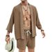 Men's Clothing Casual Shirt And Shorts Two Piece Suit New Loose Three Quarter Sleeve Shirt Men's Slim Casual Shorts Men_viptrois.com