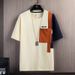 Men's Clothing Color Matching Pocket High End Half Sleeved Top New Round Neck Loose T Shirt Summer Contrast Color Short Sleeved T Shirt For Men_viptrois.com