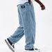 Men's Wide Corduroy Cargo Pants With Logo Pockets - Relaxed Fit Retro Casual Trousers For Everyday Wear (Multiple Colors & Sizes)_viptrois.com